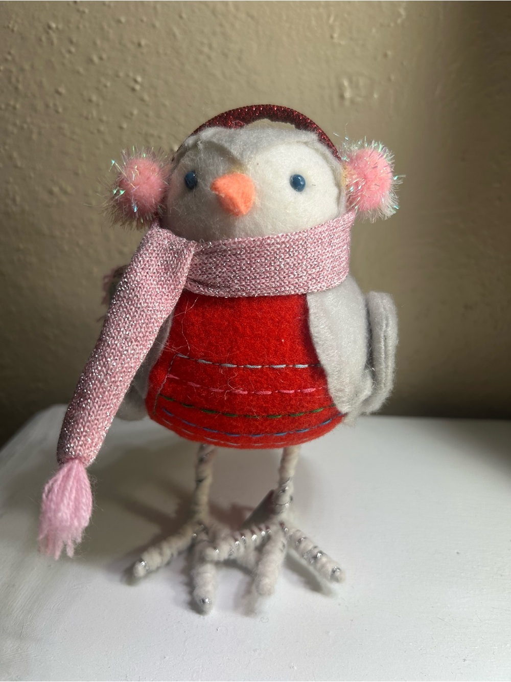 Target NOELLE Plush Holiday Bird in Red, Pink, Cream